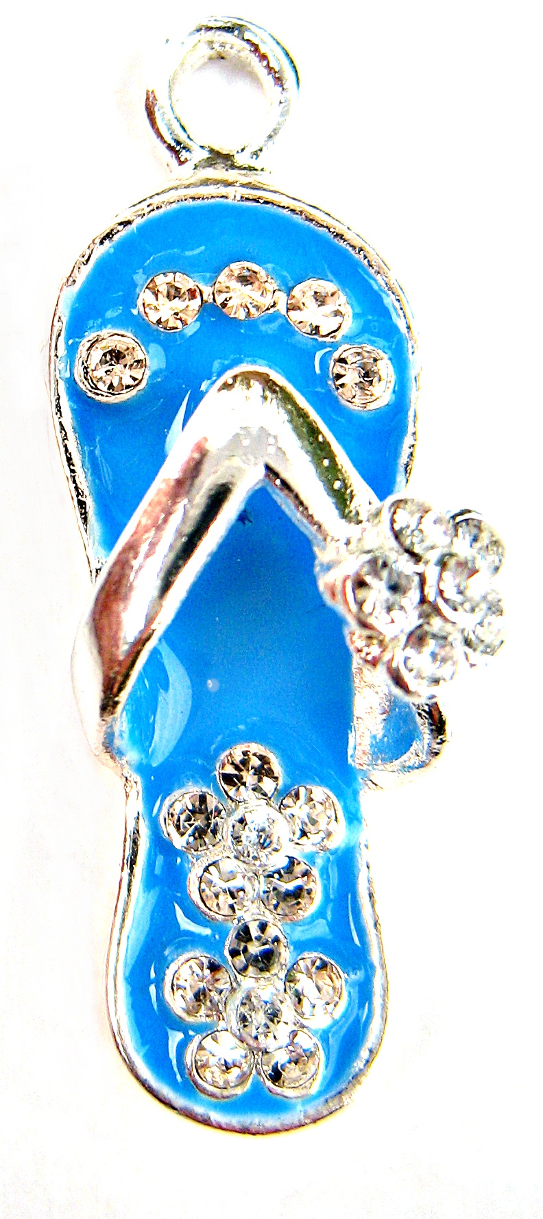 Přívěsek pantoflíček zdobený štrasovými kamínky modrý